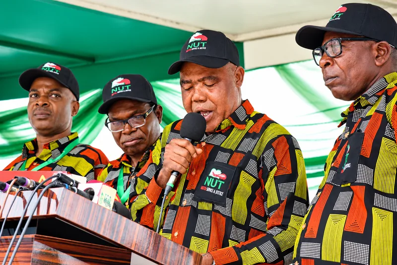 Comrade Kizito Kalu, Deputy President of the Nigeria Union of Teachers (NUT), delivering an address on behalf of the NUT National President, Comrade Audu Titus Amba.