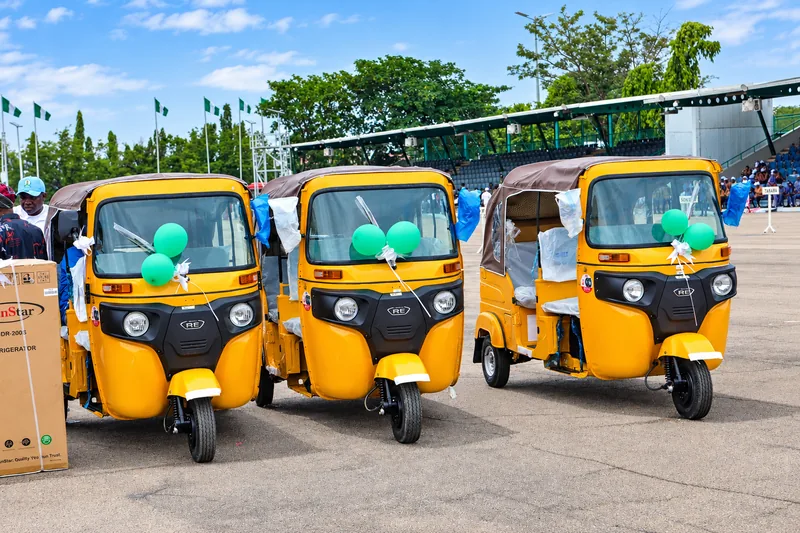 A cross-section of tricycles presented as prizes to outstanding awardees.